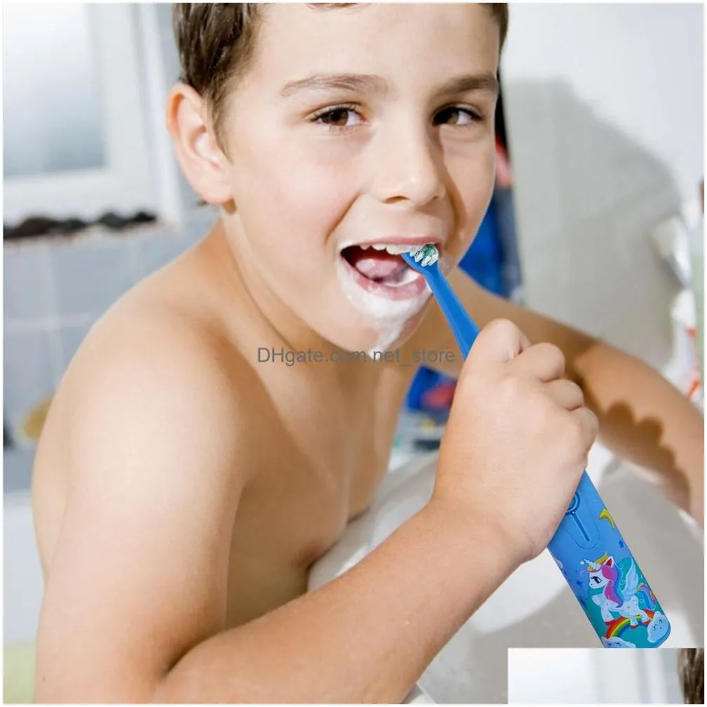 electric toothbrush for children kids smart tooth brush soft silicon cartoon 6 heads baby child toothbrush teeth cleaning