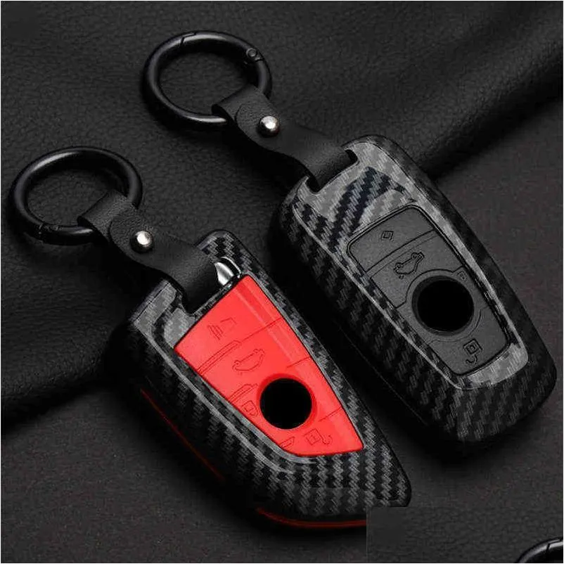 fashion abs bon fiber car remote key case cover for bmw 1 2 3 4 5 6 7 series x1 x3 x4 x5 x6 f30 f34 f10 f07 f20 g30 f15 f16 0919