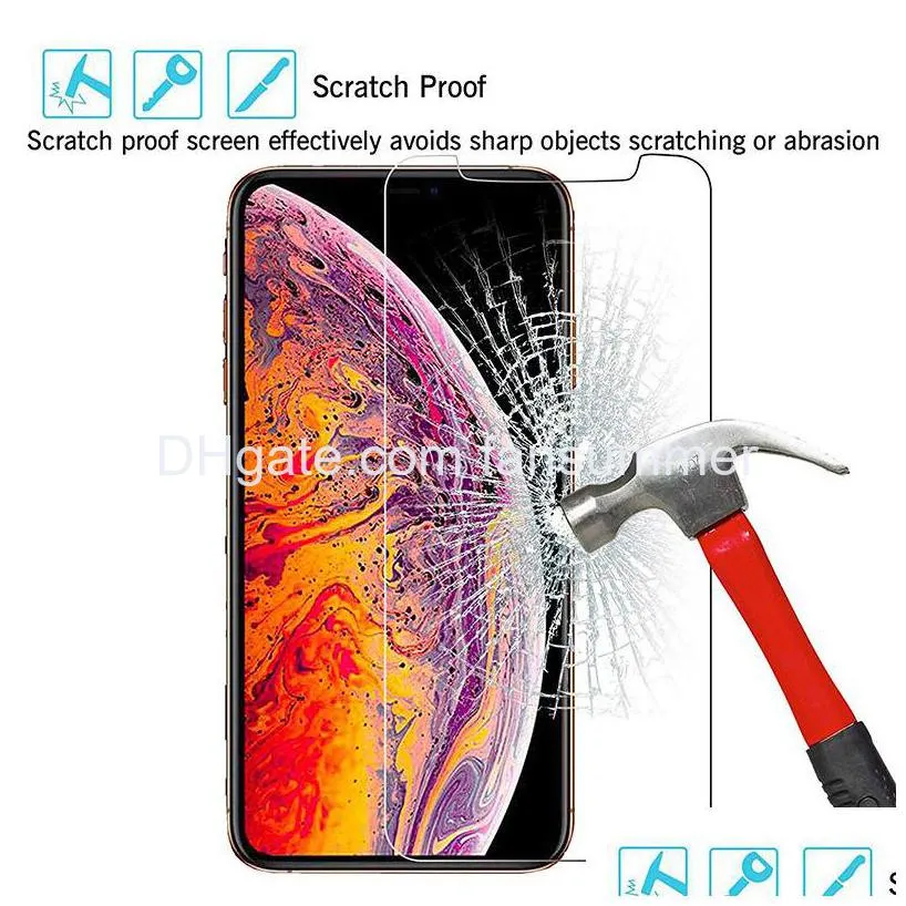 for iphone 12 11 mini pro max xs max xr 8 plus tempered glass screen protector 2.5d 9h with package for samsung