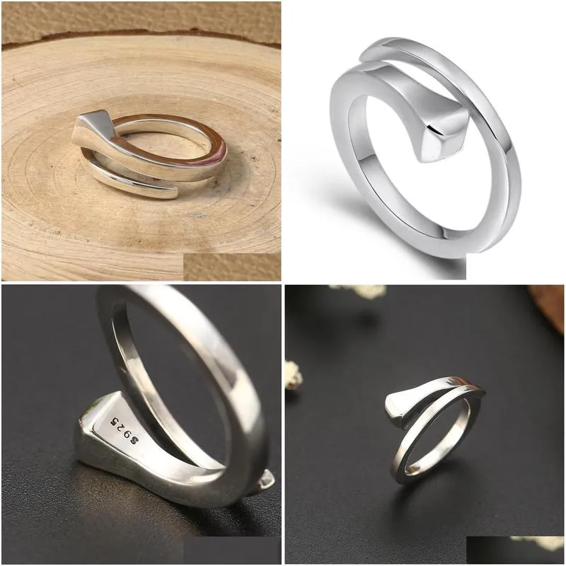 Band Rings 925 Sterling Sier Creative Design Adjustable Rings For Women Opening Female Engagement Ring Jewelry Drop Delivery Jewelry R Dhyu4