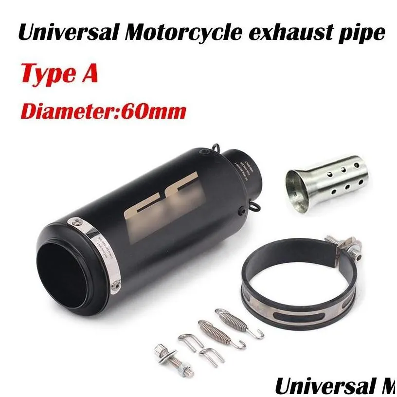 car dvr exhaust pipe 51mm 60mm motorcycle muffler carbon fiber escape db killer dirt bike scooter for sc project bws pcx1 drop deliver