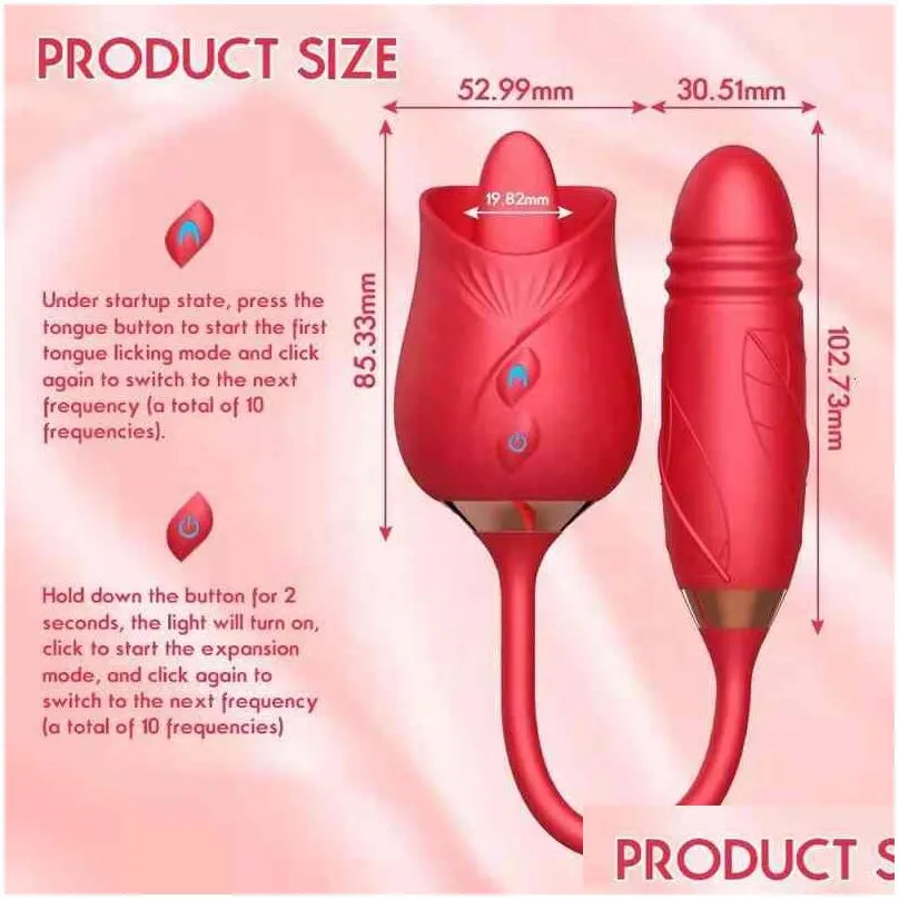 massager toys new telescopic rose toy vibrator up down dildo with vibrating gspot for women276k