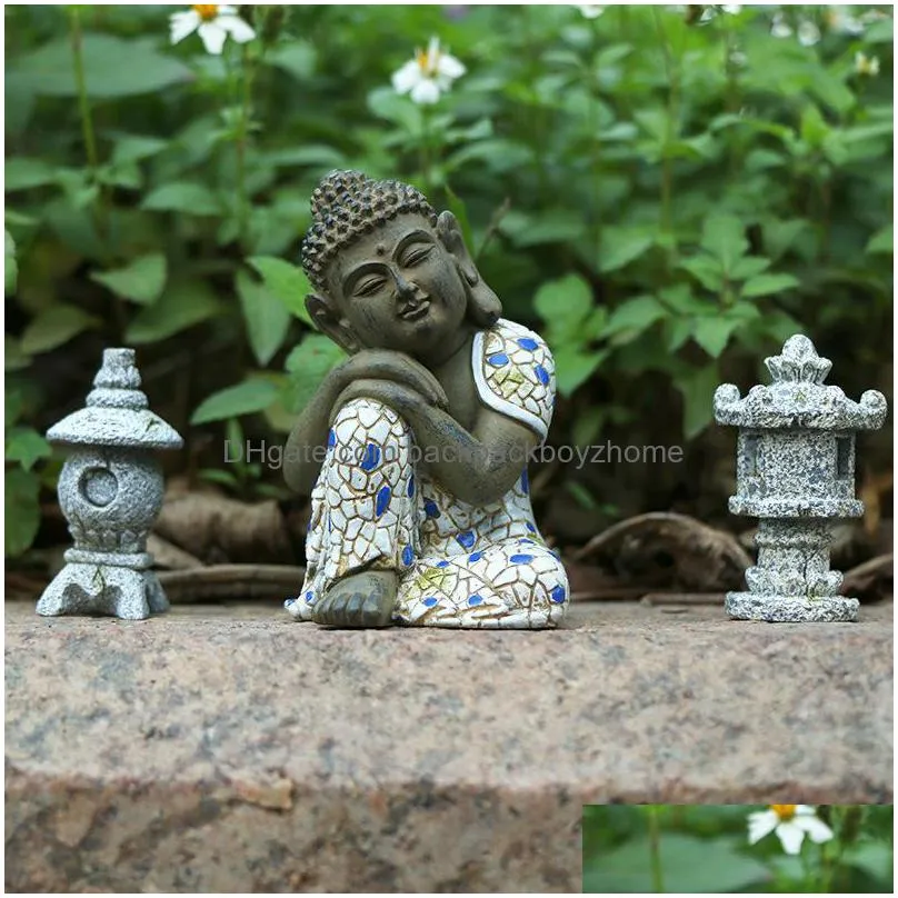 garden decorations sitting buddha statue home decoration figurines bonsai decorations mini zen accessories outdoor decor