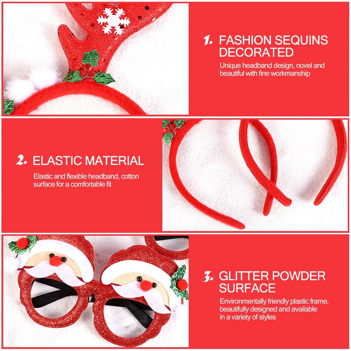 christmas headbands sunglasses christmas novelty party decoration reindeer hair bands santa christmas hair accessories for kids adults assorted styles