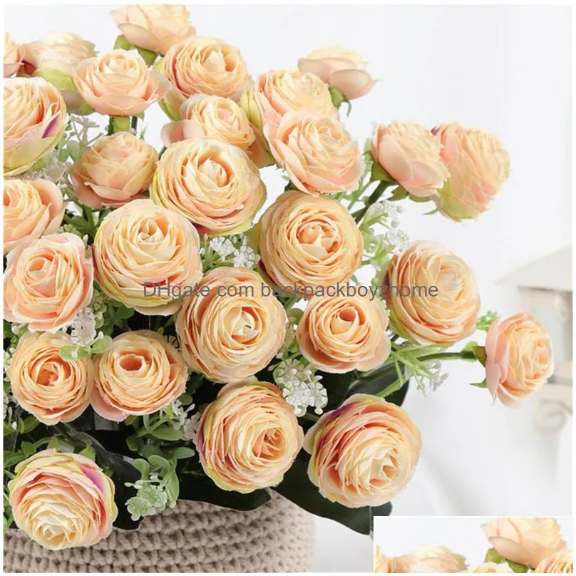 bouquet artificial rose silk flower flowers fall vivid fake leaf wedding home party xmas decoration decorative wreaths