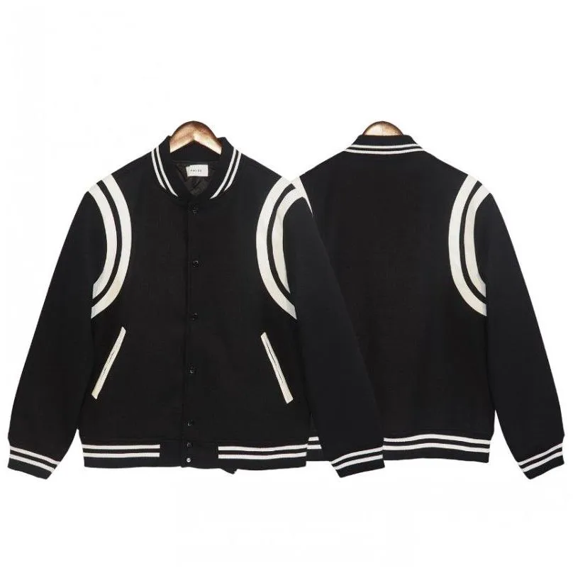fashion designer jacket windbreaker long sleeve mens woolen jackets hoodie clothing buttons with stripe baseball uniform plus size clothes