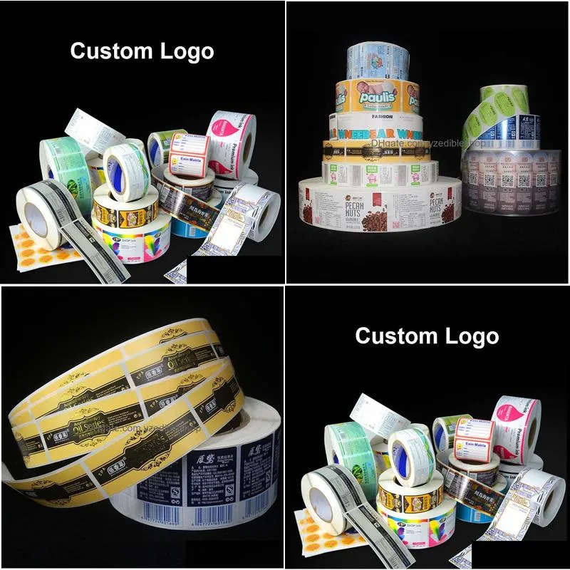 wholesale custom vinyl waterproof front and back package label white bopp roll adhesive sticker color printing bottle labels seal stickers wedding accessory