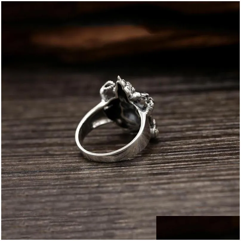Band Rings 925 Sterling Sier Indian Elephant Gods Ring Gift Women Fine Jewelry Men Vintage Drop Delivery Jewelry Ring Dhrse