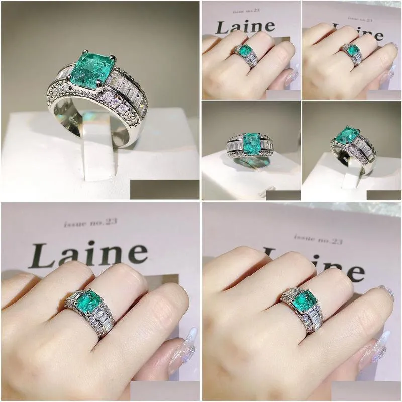 Wedding Rings Choucong Brand Wedding Rings Luxury Jewelry 925 Sterling Sier Fill Radiant Cut Emerald Cz Diamond Gemstones Party Women Dhorq