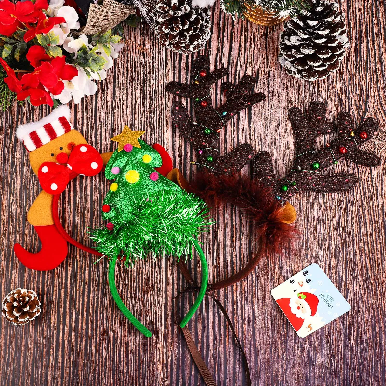 novelty christmas headbands assorted elves headband gingerbread man headwear reindeer costume hair hoop for christmas party accessoriess