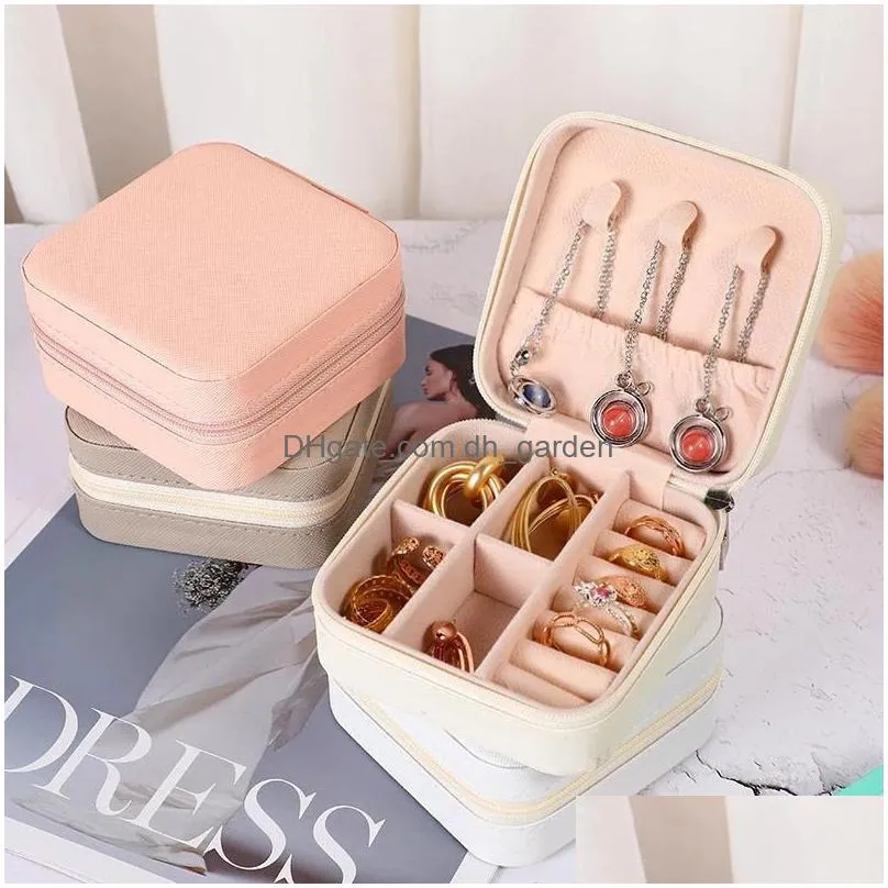 Jewelry Boxes Small Jewelry Organizer Display Storage Box Travel Jewellery Case Earrings Necklace Ring Holder For Proposal Wedding Dro Dht1N