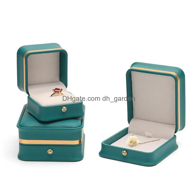 Jewelry Boxes Jewelry Box Pu Leather Necklace Ring Storage Organizer Bracelet Pendant Case Travel Holder For Women Girls Proposal Wedd Dhgdv