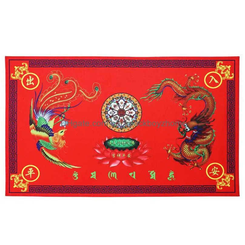 decorative objects figurines chinese feng shui wufu linmen five elements coin babgua big dipper door mat flannel home decoration