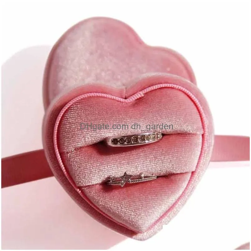 Jewelry Boxes Heart Shaped Jewelry Box Veet Ring Pendant Boxes Earrings Display Case Storage Holder For Proposal Engagement Wedding Dr Dh0M7