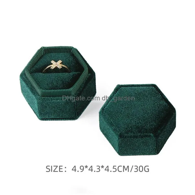 Jewelry Boxes Hexagon Shape Veet Jewelry Ring Box Storage Case Wedding Display Boxes For Women Gift Earrings Packaging Drop Delivery J Dhcxv