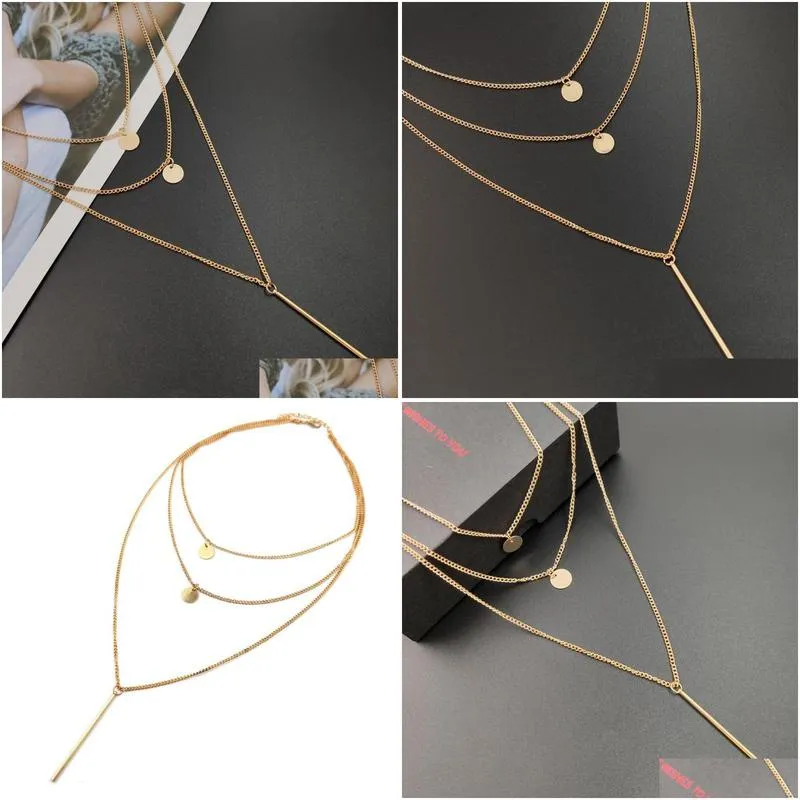 Pendant Necklaces Super Thin Chain Necklace With Long Pendant Lady Simple Gold Drop Delivery Jewelry Necklaces Pendants Dhe2I