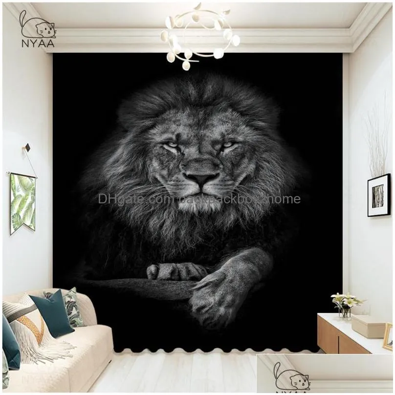 fashion popular 3d printed tiger bedroom curtains drapes curtain for living room girl decoration blackout curtain micro shading