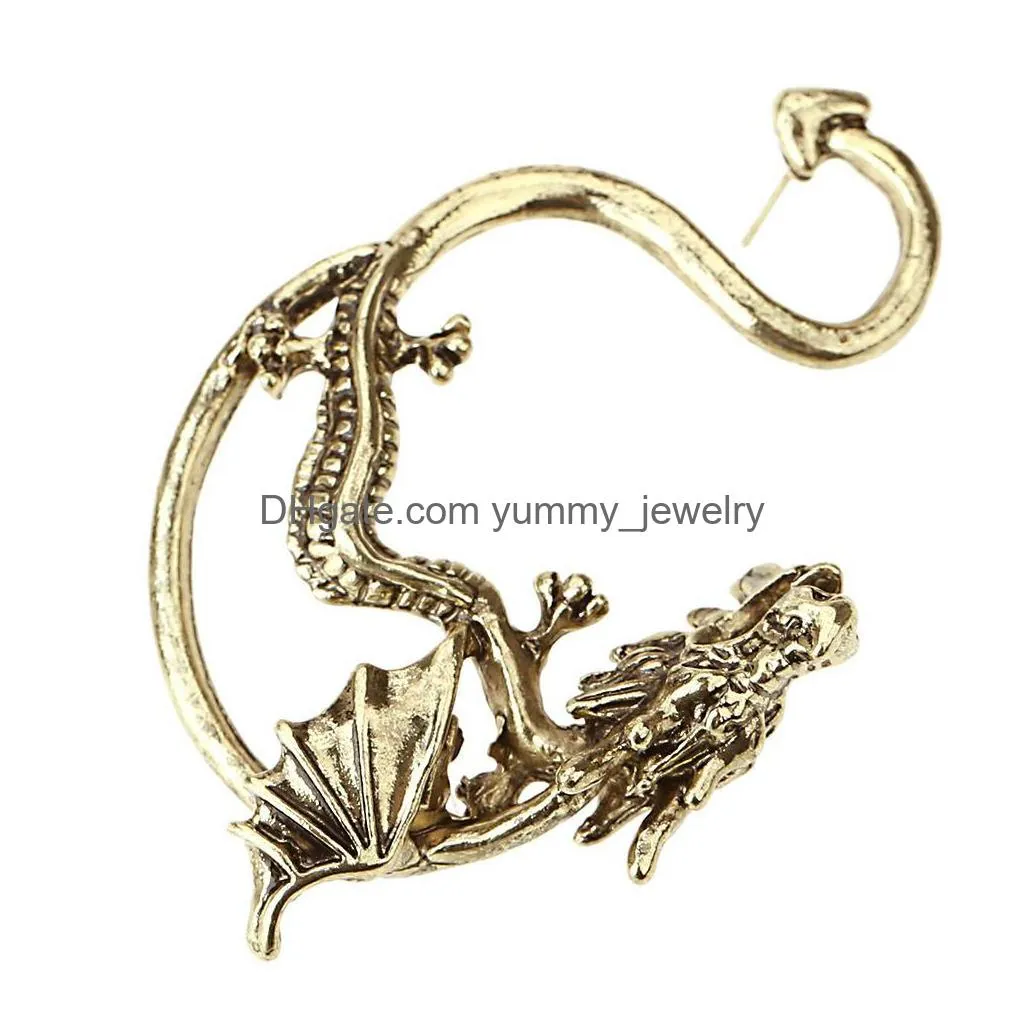 Ear Cuff Vintage Gothic Personalized Dragon Ear Cuff For Women Punk Retro Clip On Earrings Fashion Jewelry Gift In Bk Drop Delivery Je Dhwpy