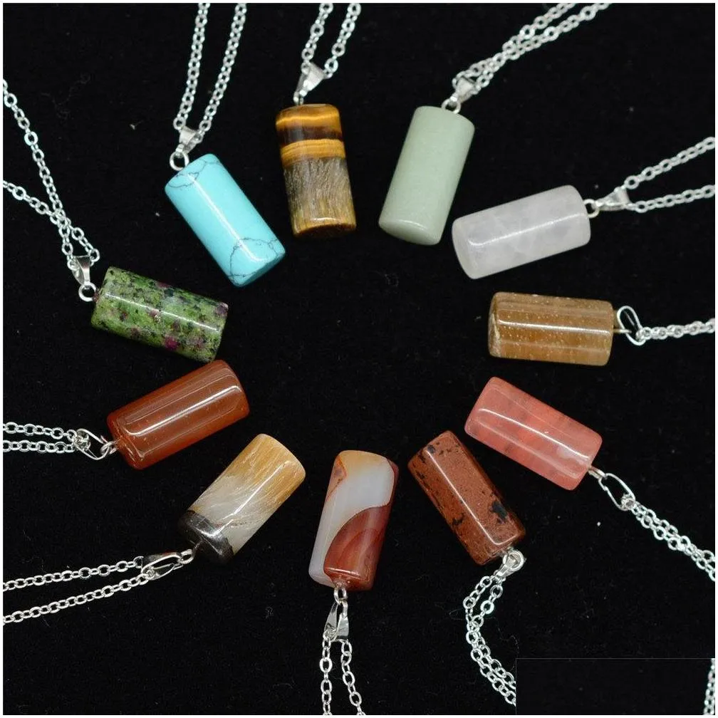 Pendant Necklaces Necklace Jewelry Healing Crystals Amethyst Rose Quartz Bead Chakra Point Women Men Natural Stone Pendants Leather Dr Dhlzj