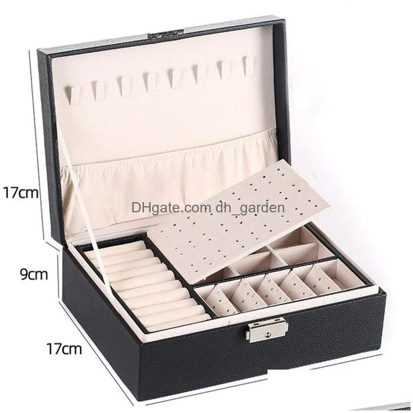 Jewelry Boxes Large Capacity Jewelry Box Pu Leather Travel Organizer Holder Mtifunction Necklace Earring Ring Storage Case Packaging F Dhgwa