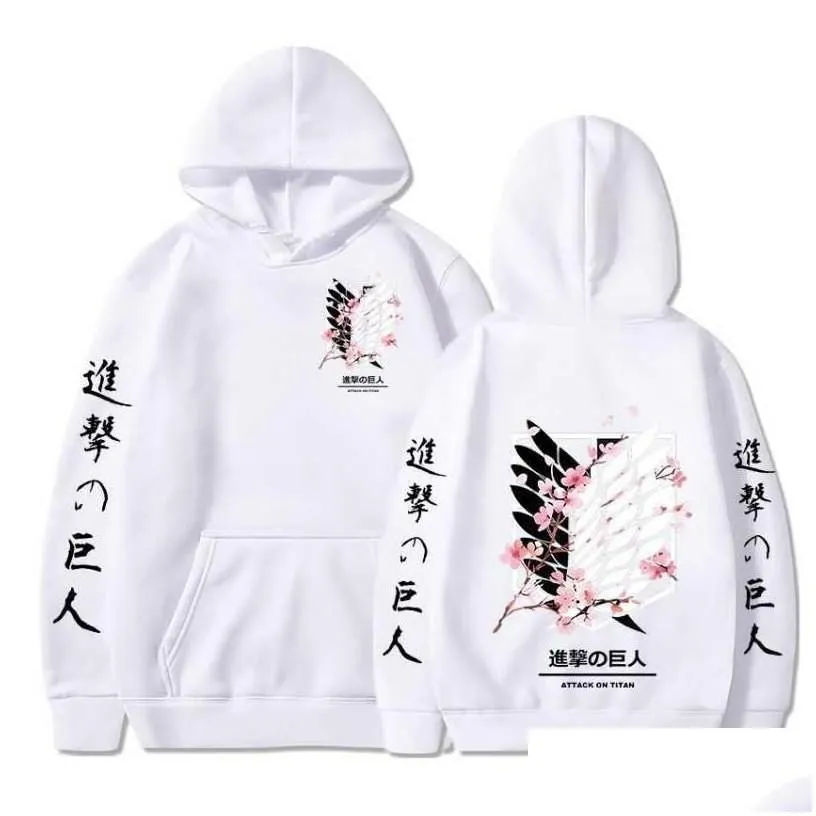 mens hoodies sweatshirts japanese graphic men attack on  print plover sweatshirt harajuku clothes uni male drop delivery app