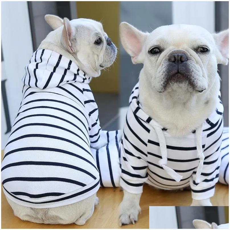 pet clothes stripe dog hoodies french bulldog spring for small medium dogs jacket summer cat clothing chihuahua apparels