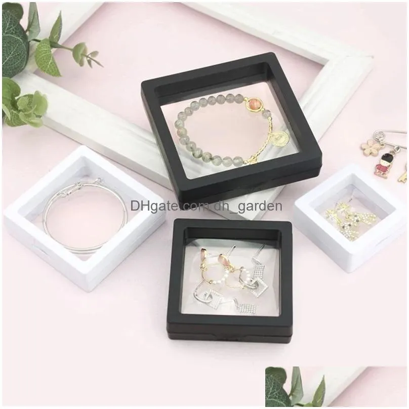 Jewelry Boxes Colorf Pe Film Jewelry Storage Box Ring Bracelet Travel Jewellery Case 3D Floating Frame Dustproof Display Drop Delivery Dhps0