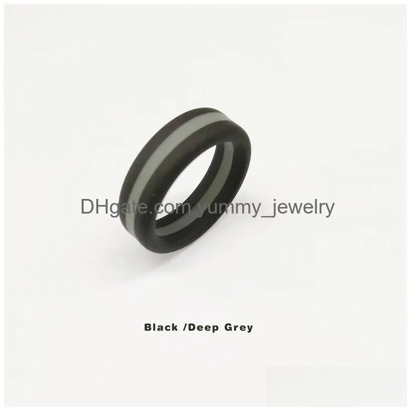 Band Rings Fashion Womens Two Tone Sile Rings Three Layers Tire Rubber Flexible Ring For Ladies Wedding Engagement Jewelry Drop Delive Dhdxc