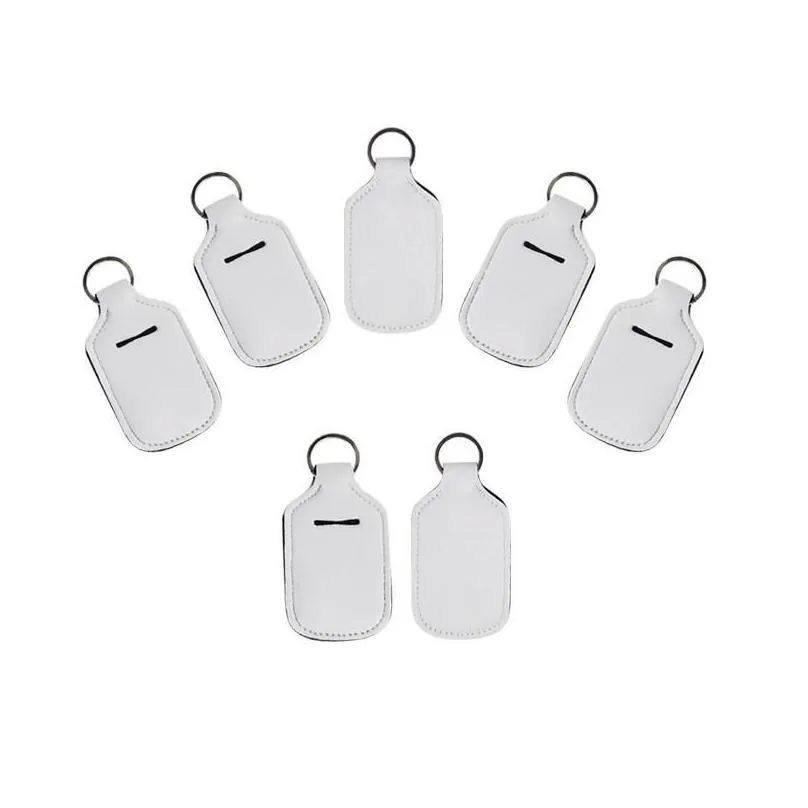 sublimation blanks refillable neoprene hand sanitizer holder favor cover chapstick holders with keychain for 30ml flip cap containers travel bottle