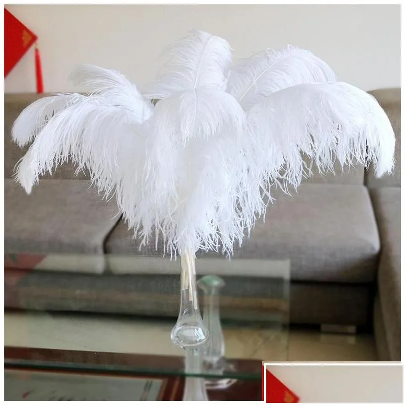 party decoration 10pcs white ostrich feather plume 20-25cm for centerpiece decor supply feative drop delivery home garden festive supp