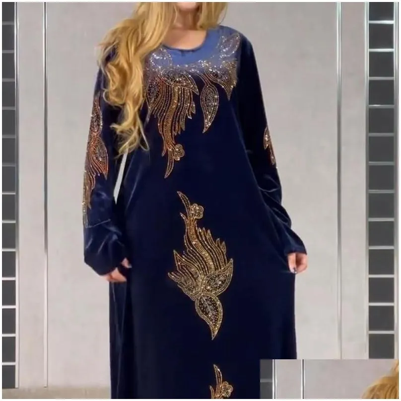 ethnic clothing plus size velvet evening dresses for women 2021 winter long sleeve kaftan maxi dress abaya dubai turkey muslim african