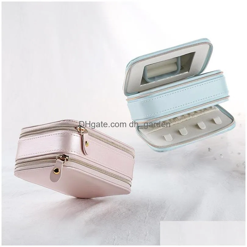Jewelry Boxes Travel Jewelry Case Small Box Pu Leather Portable Storage Organizer Double Layer Display Rings Earrings Bracelets Neckla Dhsau