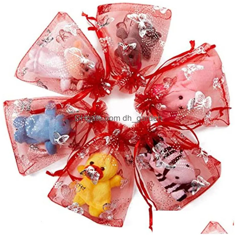 Storage Bags 100Pcs/Lot Mesh Bags For Wedding Baby Shower Birthday Gift Bag Organza Dstring Cosmetics Storage Drop Delivery Home Garde Dhxrh