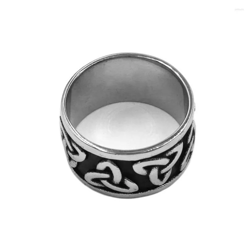 Wedding Rings Wedding Rings Wholesale Celtic Knot Ring Stainless Steel Jewelry Fashion Claddagh Style Biker Men Women Gift Swr0808A Dr Dhzoc