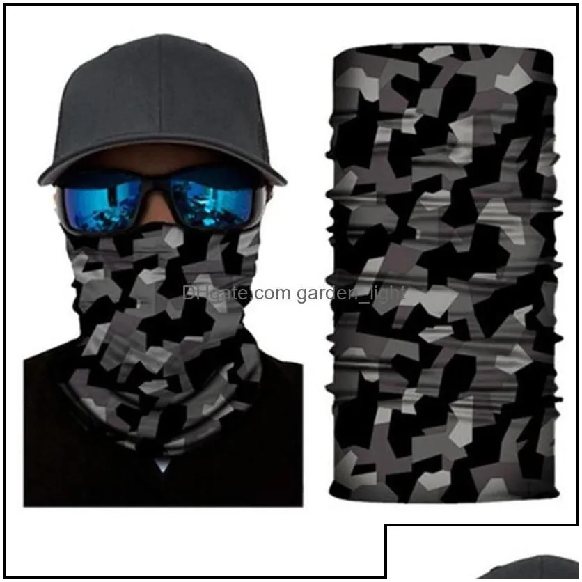 Party Masks Outdoor Seamless Magic Scarf Ski Camo Half Face Mask Neck Warmer Headband Turban Cycling Drop Delivery 2022 Home Garden