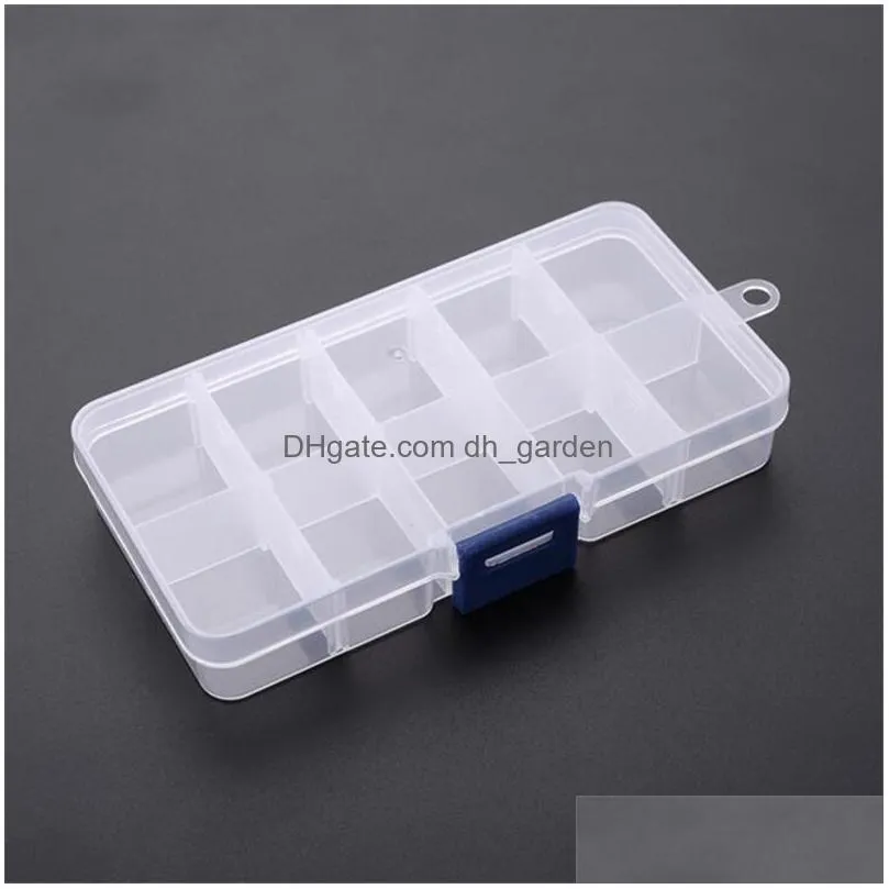 Storage Boxes & Bins 10 Grids Jewelry Storage Box Plastic Transparent Display Case Organizer Holder For Beads Ring Earrings Drop Deliv Dhdwu