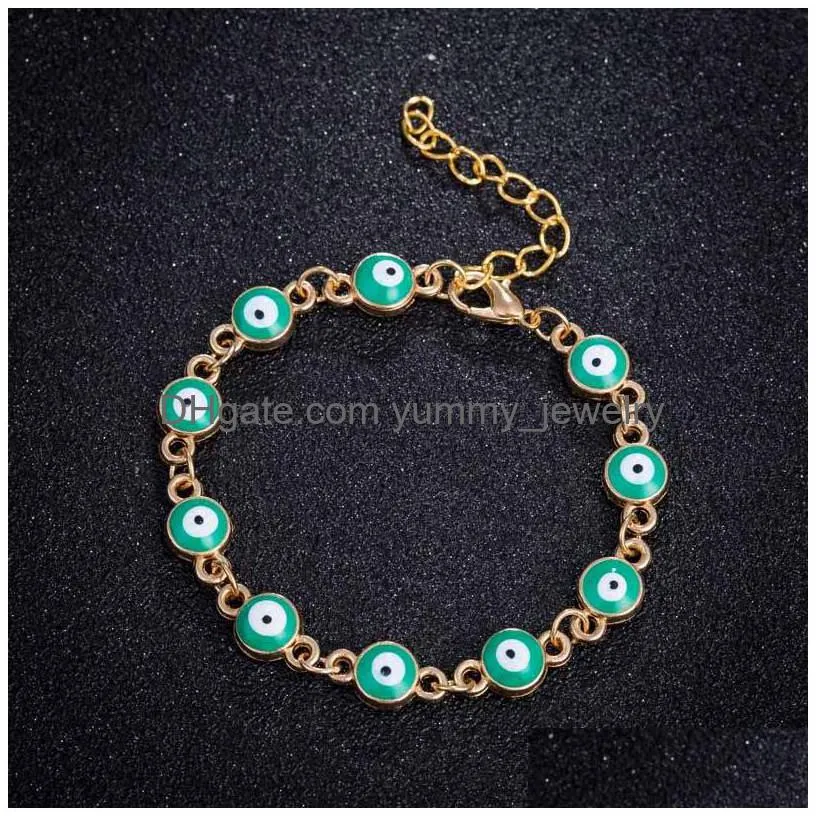Chain Enamel Blue Evil Eye Charm Bracelets For Women Men Turkish Gold Chains Adjustable Bracelet Bangle Fashion Jewelry In Bk Drop Del Dhx85