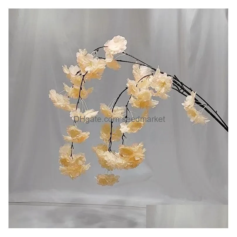 decorative flowers wreaths artificial hanging cherry blossom branch for wedding home decoration