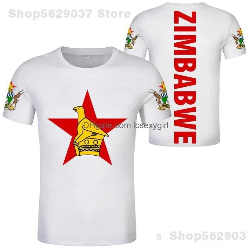 MenS TShirts Zimbabwe T Shirt Diy Custom Name Number Zwe Tshirt Nation Flag Zw Country College Yezimbabwe Zimbabwean Po Text Cloth