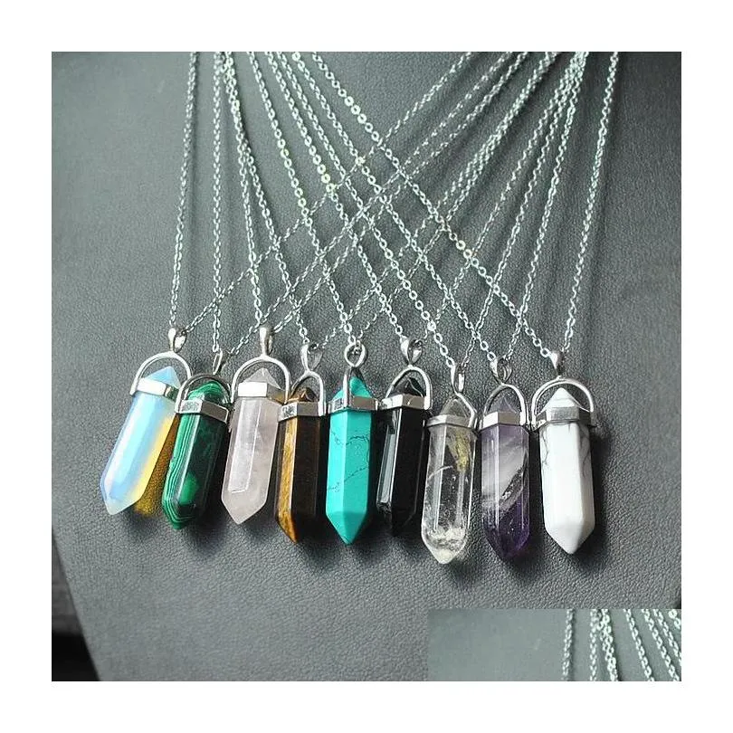 Pendant Necklaces Necklace Jewelry Healing Crystals Amethyst Rose Quartz Bead Chakra Point Women Men Natural Stone Pendants Leather Dr Dhlzj