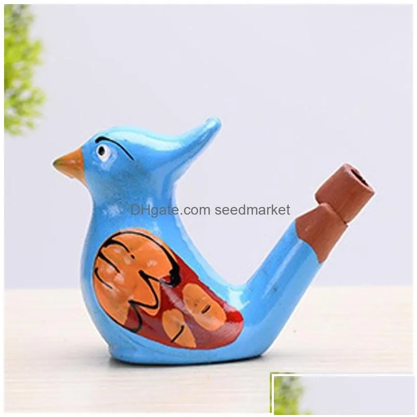 novelty items creative water bird whistle ceramic clay birds cartoon children gifts animal whistles retro ceramics craft home decora