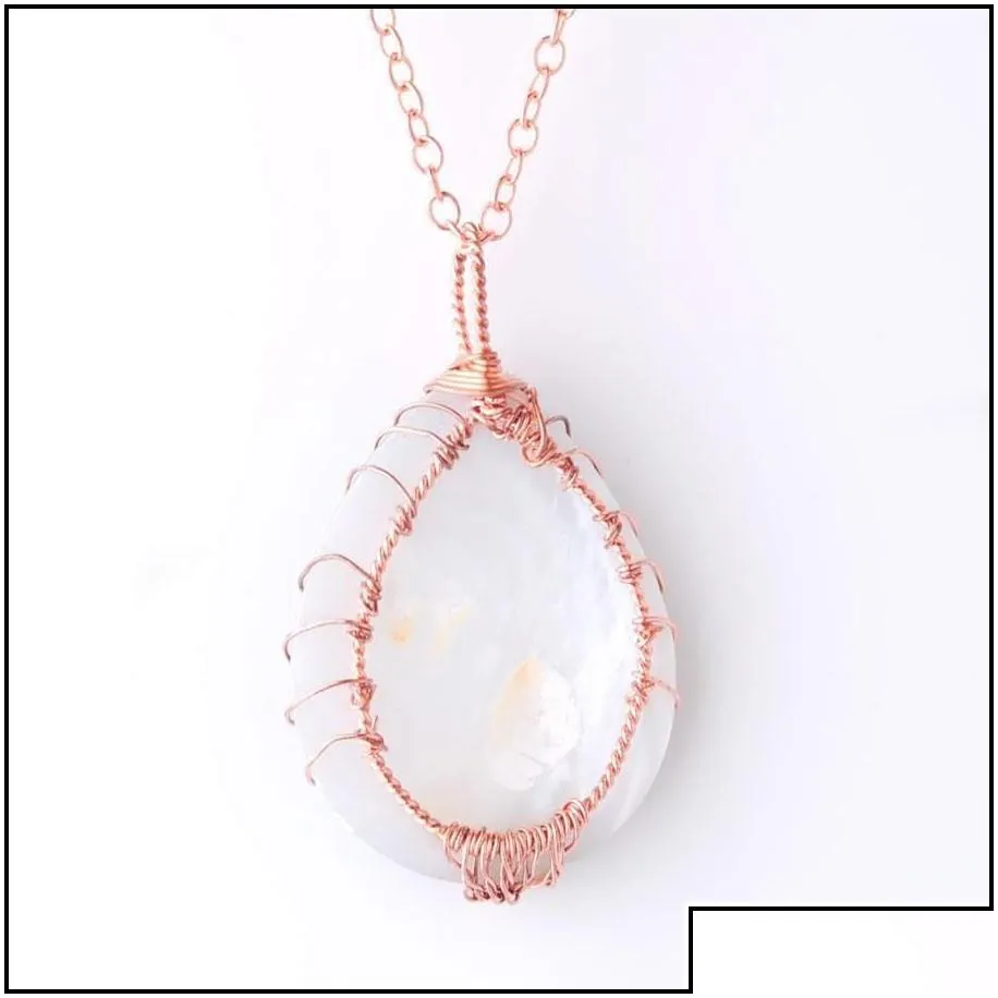 pendant necklaces tree of life wire wrap teardrop pearl bead pendant natural colourf abalone shell jewelry gift bw919 dro carshop2006