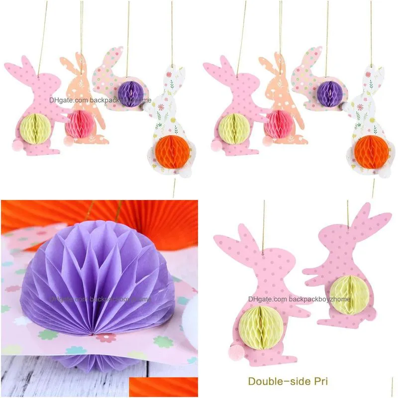 garden decorations creative easter ornament with 3d honeycomb paper egg ball durable room hanging decoration party suppliesgarden