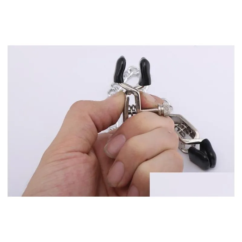 metal adult products for couples breast nipple clamps with chain bondage toys steel women clitoris labia stimulating clips torture