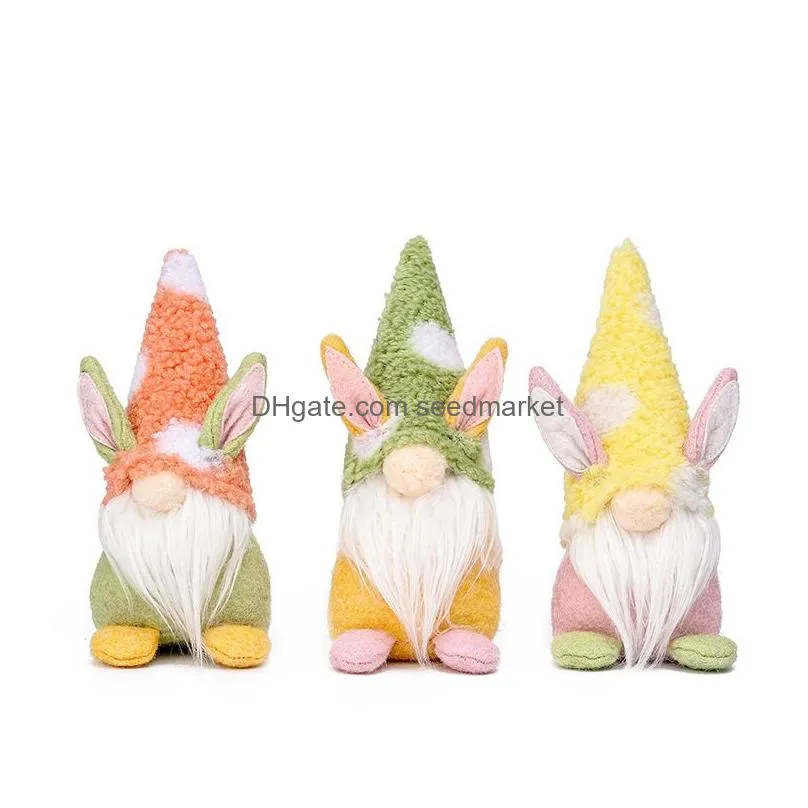 easter cute faceless stuff plush doll gnome bunny decoration handmade rabbit elf plush toys doll figurines holiday party supplies