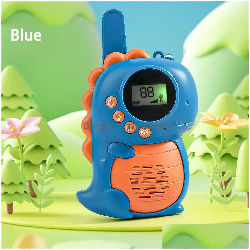 Toy Walkie Talkies Toy Walkie Talkies Childrens Cartoon Dinosaur Mini Walkietalkie Wireless Telephone 3Km Transmission Receiver Intera Dhirx