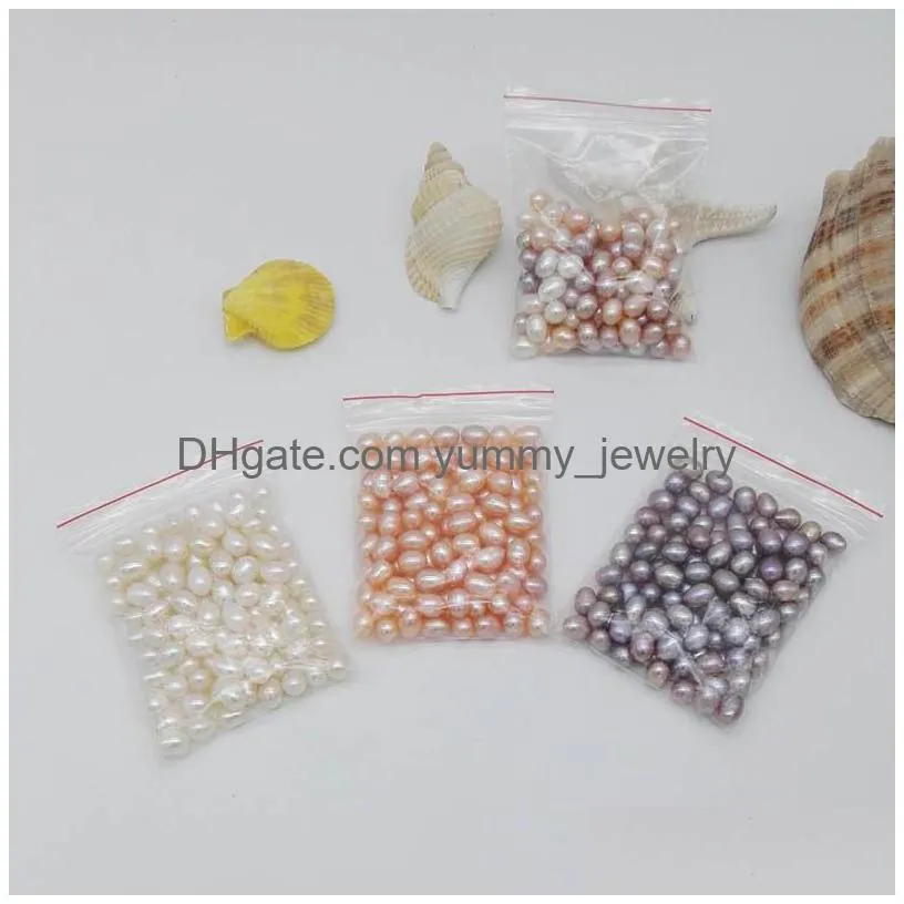 Pearl High Quality 6-7Mm Oval Pearls Seed Beads 3Colors White Pink Purple Loose Freshwater For Jewelry Making Supplies Drop Delivery J Dhjfu