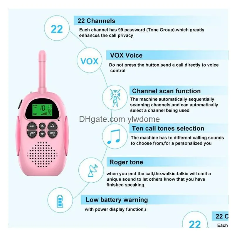 Toy Walkie Talkies Walkie Talkies For Kids Rechargeable Christmas Birthday Toy Gift With Backlit Lcd Flashlight 3 Miles Range Outside Dhx1Y