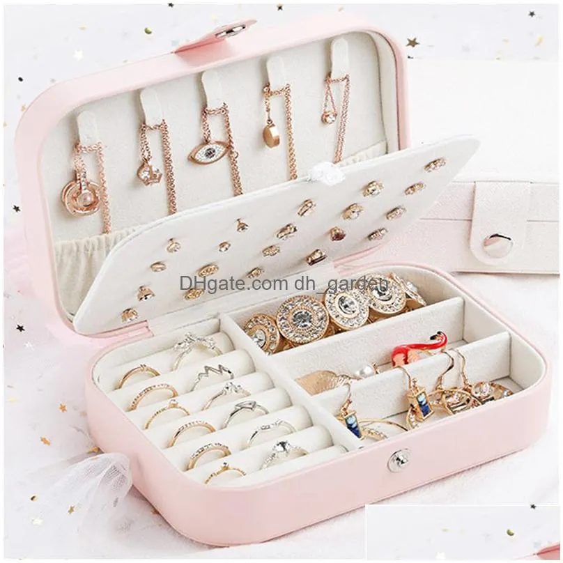 Jewelry Boxes Protable Pu Leather Jewelry Box Necklace Ring Earrings Storage Organizer Holder Cosmetics Beauty Accessories Display Cas Dhgzf