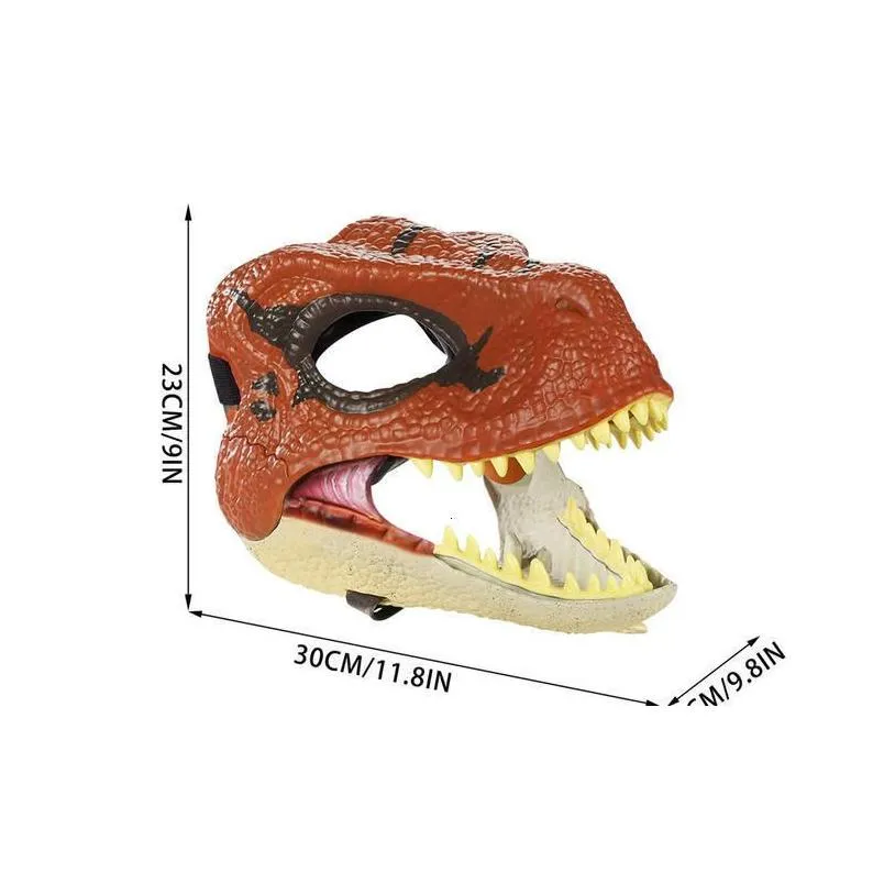 Party Masks Party Masks 17 Designs Jurassic World Dinosaur Mask With Moving Jaw Creative Halloween Cosplay Horror Raptor Latex Deco 23 Dh4Nb